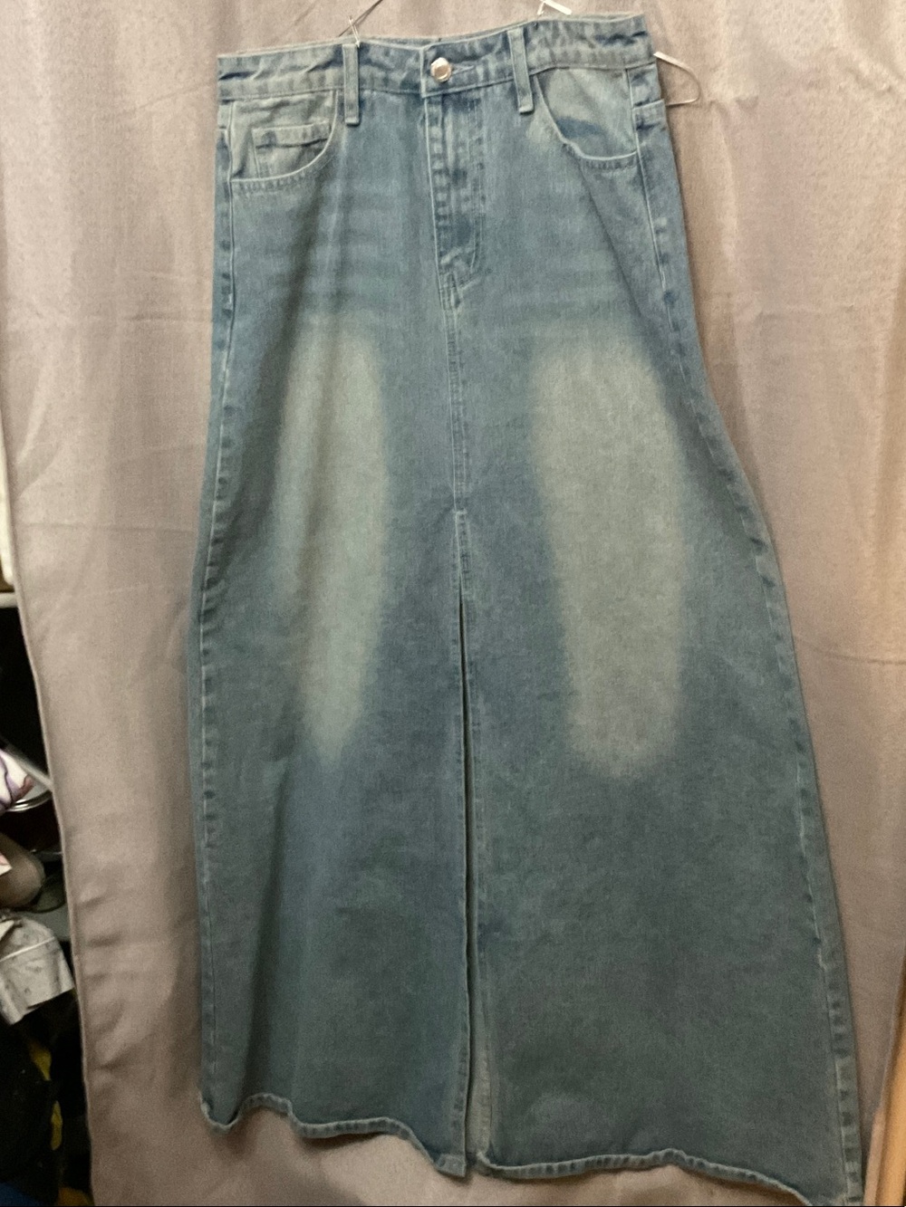 PrettyLittleThing Washed Denim Skirt with front split